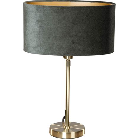 Table Lamp Gold with Oval Velvet Shade Green 35cm - Parte