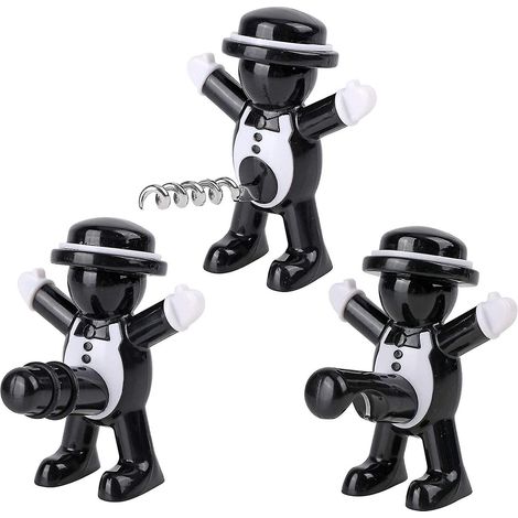 Lot de 3 porte-bouteilles de vin, ouvre-bouteille inclus, cadeau original pour les fêtes à la maison. (1/5)