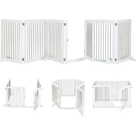 COSTWAY Cancelletto per Cani Pieghevole in Legno, Cancello per Animali Domestici con 6 Ante, Box per per Cani di Piccola/Media Taglia, Adatto a Scale, Soggiorno e Cucina, 80 x 61 x 1,8 cm (1/5)