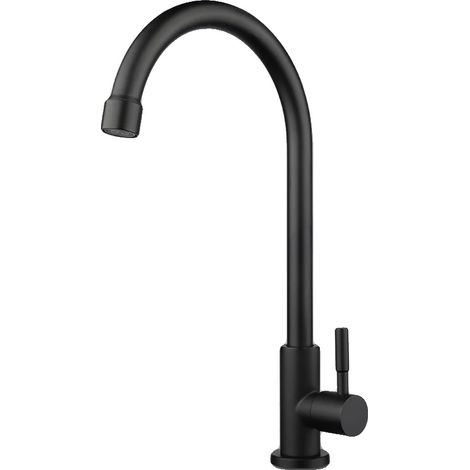 Grifo de cocina, giratorio 360°, de acero inoxidable, negro, G3/8 (1/2)