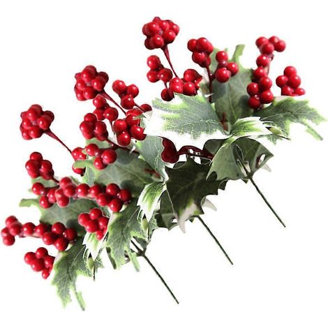Branches de baies artificielles, bouquet décoratif artificiel, ensemble de 3 pièces, rouge (1/5)