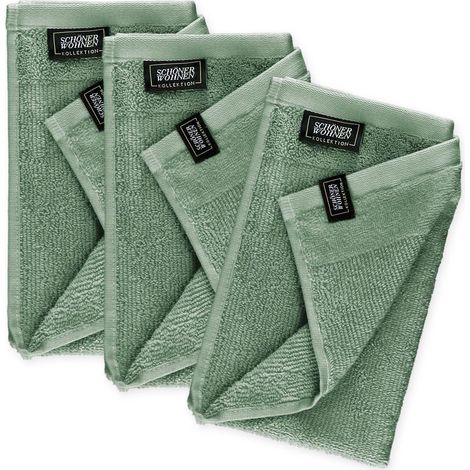 SCHÖNER WOHNEN serviette pour invités SENSE - Lot de 3 30x50 cm, vert