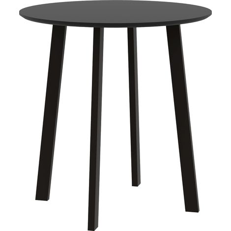 Table à manger plateau blanc Ø72 x 75 cm pieds métalliques noirs