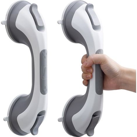 Lot de 2 barres d'appui de douche à ventouses avec une forte adhérence, adaptées aux personnes handicapées, âgées et blessées. (1/5)