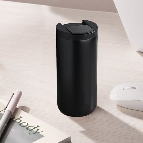 Neuer Kaffeebecher aus Edelstahl 304, Reisebecher, Thermoskanne für Damen, hochwertiger Strohhalm, Thermoskanne für Studenten, schwarz. (1/5)