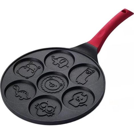 Esta sartén para tortitas con mango incluye 7 moldes con forma de animales，tiene un revestimiento antiadherente (1/5)