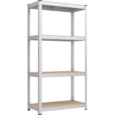 Songmics – Étagère de rangement 4 niveaux 40 x 80 x 160 cm – Capacité 520 kg – Planches réglables – Acier renforcé – Kit anti-basculement inclus – Argent