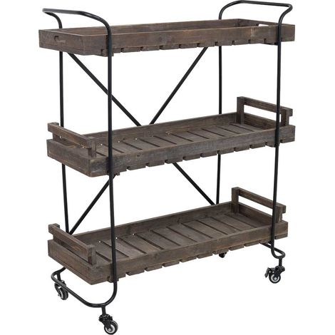 Estantería de madera de 3 baldas marrón 89x38x110h cm (1/5)