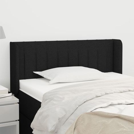 Tête de lit avec oreilles Style Classique Armoire de lit - Noir 83x16x78/88 cm Tissu BV585729 - BonneVie (1/5)