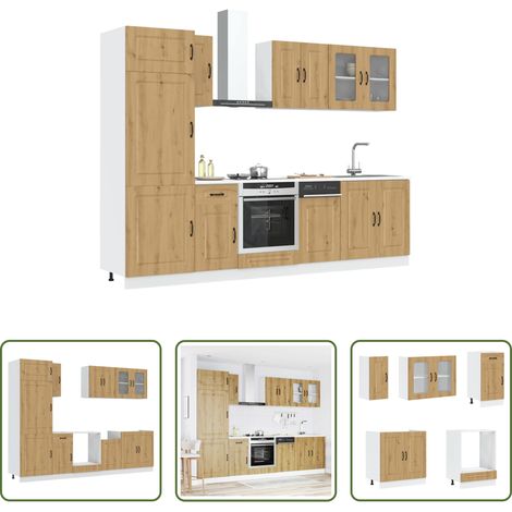Armoires de cuisine - Ensemble d'armoires de cuisine 8 pcs Kalmar bois d'ingénierie (1/5)