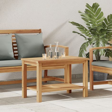 Vidaxl – Table basse rectangulaire en teck massif – Dimensions 70 x 40 x 45 cm – Surface texturée pour stabilité – Style moderne pour salon et jardin (1/5)