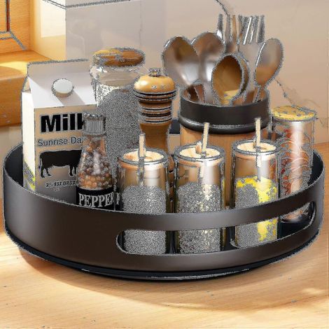 Étagère à épices rotative en métal, à utiliser dans les armoires, sur les comptoirs, dans les placards, sur les tables de cuisine ou de garde-manger. (1/5)