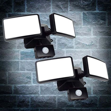 Set of 2 x 20W LED spotlights with 180° motion sensor - Double head - Adjustable multi-angle - 5.11 x 3.14 inches - IP65 waterproof LED spotlight for garden, garage, balcony, courtyard (1/4)