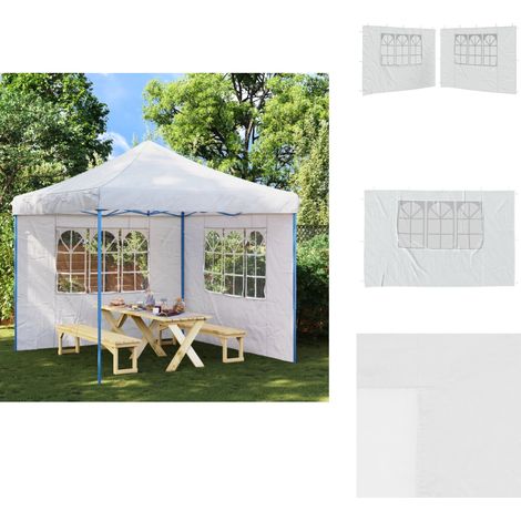 Paroi de tente de réception 2 pcs avec fenêtre PE Blanc - Pare-soleil - Abri Jardin - Tentes De Réception - Paroi De Tente - Accessoires De Tente (1/5)