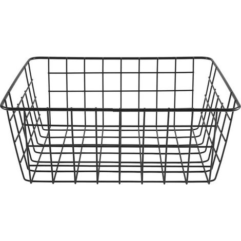 Hohldrahtkorb aus Eisen, Aufbewahrungskörbe, Metallkorb ohne Verbindungsstege, Küchen- und Badorganizer, Schwarz (1/4)