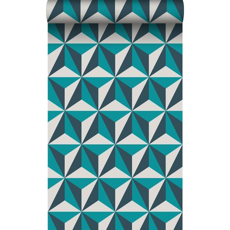 papier peint graphique 3D turquoise - Origin Wallcoverings (1/5)