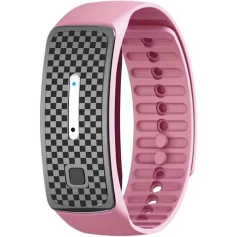 Bracelet anti-moustiques ultrasonique étanche rechargeable - 3 modes - Idéal camping et sports de plein air (rose) (1/5)