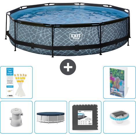 Exit Pool Rund - Steinoptik - 360x76 cm - 7-teilig S260
