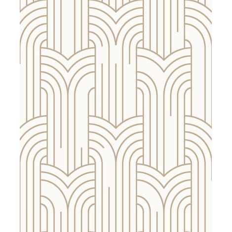 Papier peint géométrique Art Déco blanc et or (1/2)