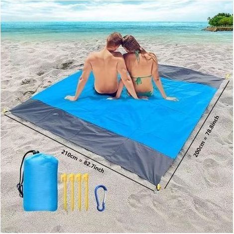 Ultra-leichtes Strandtuch 200x210cm – Wasserdicht, schnelltrocknend – Outdoor-Teppich für Camping und Picknick – Inklusive 4 Heringe (1/5)