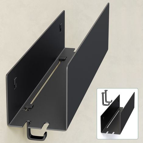 Mai & Mai Étagère Murale de Rangement en Acier Carbone Porte-Serviettes au Mur Support Rangement à Poser à Susprendre avec Crochets pour Salle de Bain Cuisine Noir 400×100×90 MM Reglo-18 (1/5)