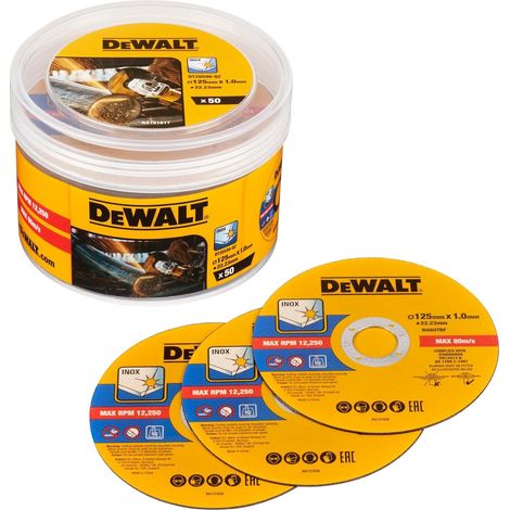 Dewalt – Disque à lamelles pour meuleuse 125mm 20598 – Oxyde d'aluminium – Lot de 50 disques – Découpe métal et brique
