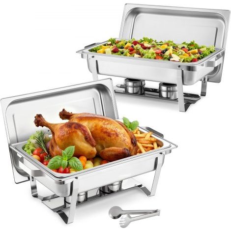 Chauffe-Plat Rectangulaire 2PCs 8 - 6 L Buffet Chauffant à (1/5)