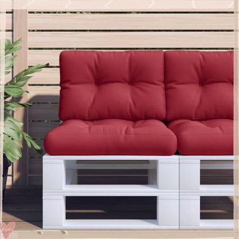 Coussins de palette - VINGVO - 360676 - Lot de 2 - Rouge bordeaux - Polyester résistant UV et eau (1/5)