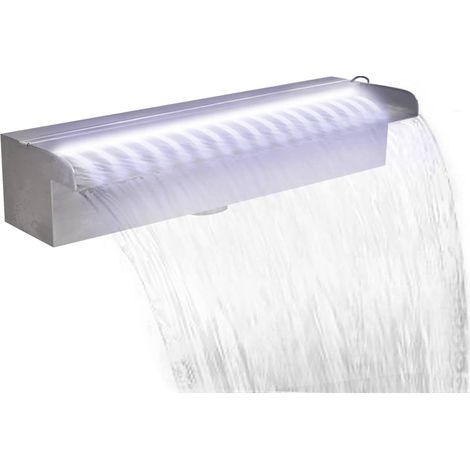 Rectangular Waterfall Pool Fountain with LEDs Stainless Steel 45 cm