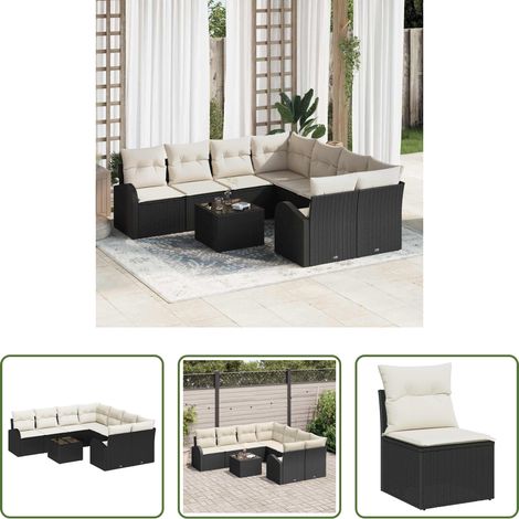Außensofa - Gartensofa-set Schwarz 55 x 55 x 37 cm Poly-Rattan (1/5)