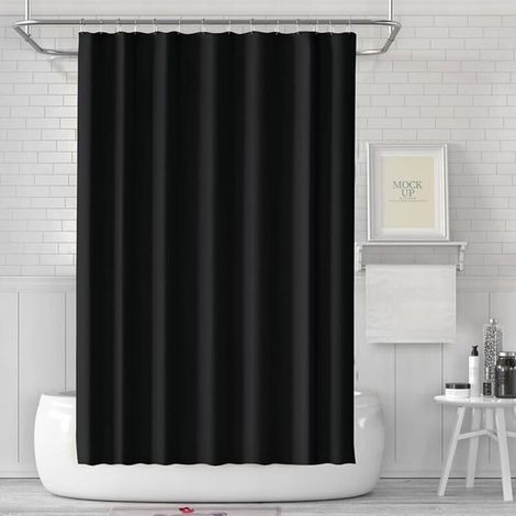 180 x 180 cm – Schimmelresistenter Duschvorhang – Wasserdicht und waschbar – Inkl. 12 Duschvorhangringen – Schwarz