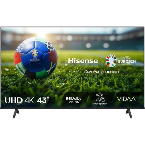 TV LED - HISENSE - 43A6N - 43'' (108 cm) - 4K UHD 3840x2160 - 60Hz - HDR 10+ - Smart TV - 3 x HDMI (1/5)