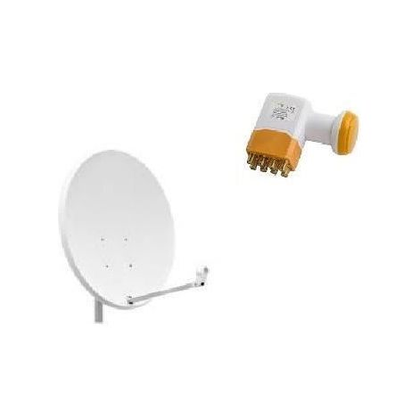 PACK PARABOLE SATELLITE ACIER 65 CM + LNB OCTO GOLDEN MEDIA 0,1DB COMPATIBLE CANAL HD ME