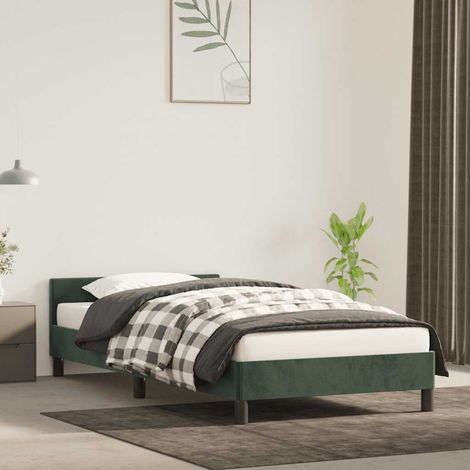 Estructura de cama sin colchón terciopelo verde oscuro 90x200cm vidaXL