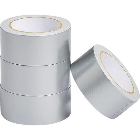Basics Lot de 4 rouleaux de ruban adhésif de haute résistance, Largeur 50mm longueur 20m, argenté, idéal pour un usage général, diverses réparations, le bricolage et les activités en extérieur (1/5)