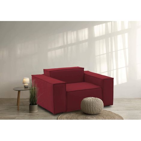 Talamo Italia Sillón Emanuela, Sillón, 100% Made in Italy, Sillón relax en tela tapizada, 140x95h70cm, Rojo, con embalaje reforzado (1/5)