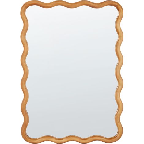 Espejo de pared moderno colgante decorativo 50 x 72 cm marco de pino forma irregular madera clara Beffes