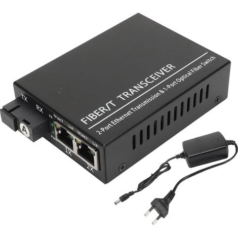 Transcepteur fibre optique Tx1310nm/Rx1550nm, monofibre monomode, port RJ45, 100-240V prise UE (1/5)