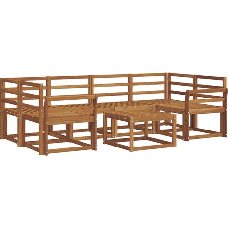 Set di divani da esterno 7 pz Naturale Legno di Acacia Massello vidaXL (1/5)