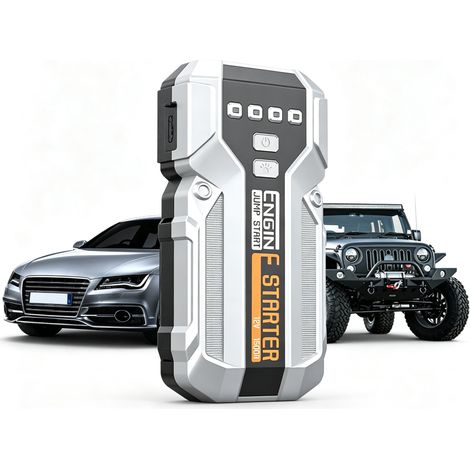 Booster Batterie, Démarreur de voiture Urgence, démarrage d'urgence d'une voiture, Collier de serrage intelligent, 2000A, Lampe LED (1/5)