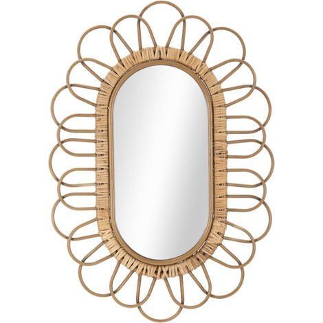 Specchio da parete cornice in rattan dettagliata per bagni e camere da letto
