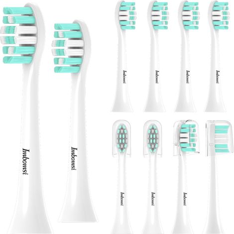 Lot de 10 têtes de brosse à dents compatibles avec HX6014, HX6018, W2, Plaque Defense, poils, blanc (1/5)