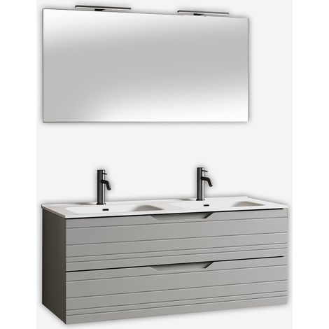 Wandhängender Badmöbel mit Doppelwaschbecken 120 cm Solmira - Grau
