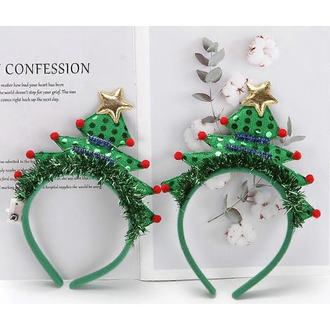 diadèmes verts en forme de sapin de Noël, décorations lumineuses pour cheveux (sans lumières), accessoires de cérémonie en forme de diadème de Noël. (1/5)