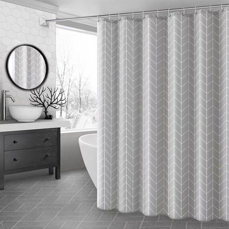 Ensemble Rideau de Douche à Partition - Moderne Abstrait Imperméable et Anti-Moisissure - Tissu Étanche