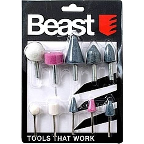 Jeu de Meules sur Tige 10 Pcs - D10 mm - Polyvalent et Pratique - Usage Professionnel - Efficace et robuste - Beast (1/4)