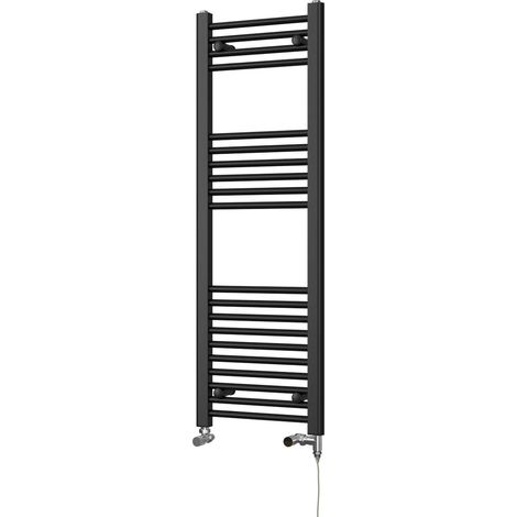 Zennor Black Dual Fuel Towel Rail 1200mm x 400mm – Standard Straight Bathroom Radiator (1/3)