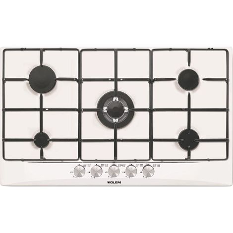 Glem Gas GT955 table de cuisson encastrable au gaz 5 feux 90 cm blanc