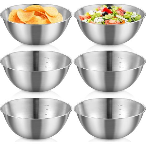 Cul De Poule Inox, Bols Mélangeurs En Acier Inoxydable, Bol Inox, Saladiers, Bols À Mélanger, Saladier Inox Avec Balance Pour Mélanger Salade De Fruits, Riz Et Pâtes (6, 19.3) (1/5)