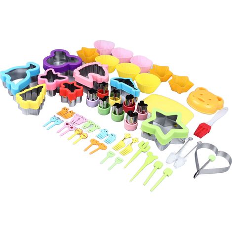 Ensemble de 55 emporte-pièces pour sandwichs et légumes, comprenant des mini-emporte-pièces pour biscuits et des mini-emporte-pièces pour enfants (filles et garçons). (1/5)